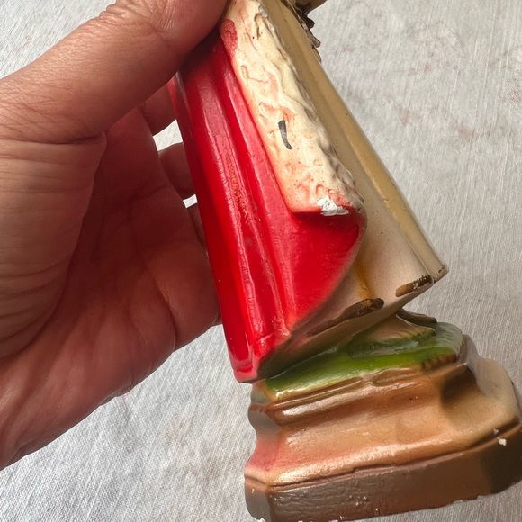 Vintage Religious Figurine with Red and Gold Accents - Picture 8 of 13